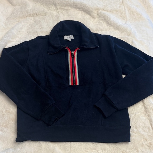 Evereve Navy Quarter-Zip Sweatshirt with Red and Blue Accents - Picture 2 of 4